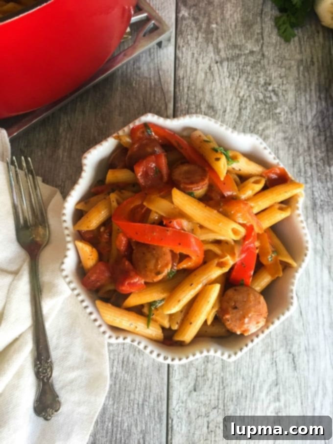 Spicy Cajun One-Pot Wonder 4 Chopped vegetables and sausage, ingredients for One Pot Cajun Pasta.