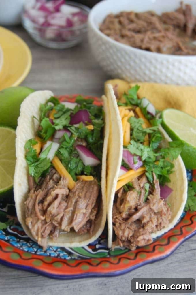 Slow Cooker 4 Ingredient Shredded Beef Tacos