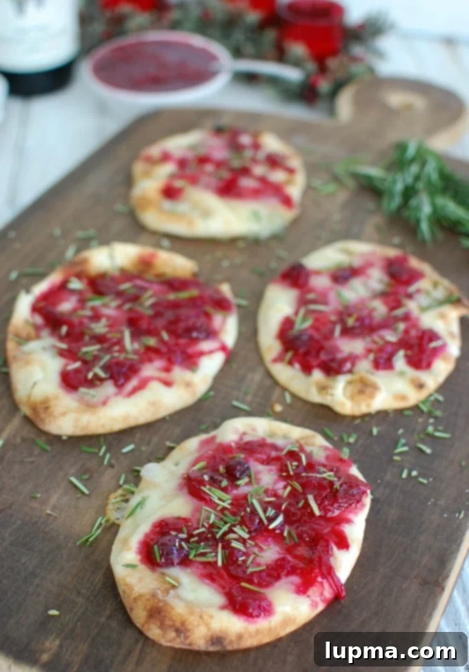 Warm Brie Cranberry Naan - appetizer