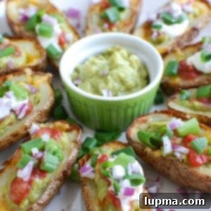 Zesty Guacamole Potato Skins 8 Guacamole Stuffed Potato Skins 1200 x 1200