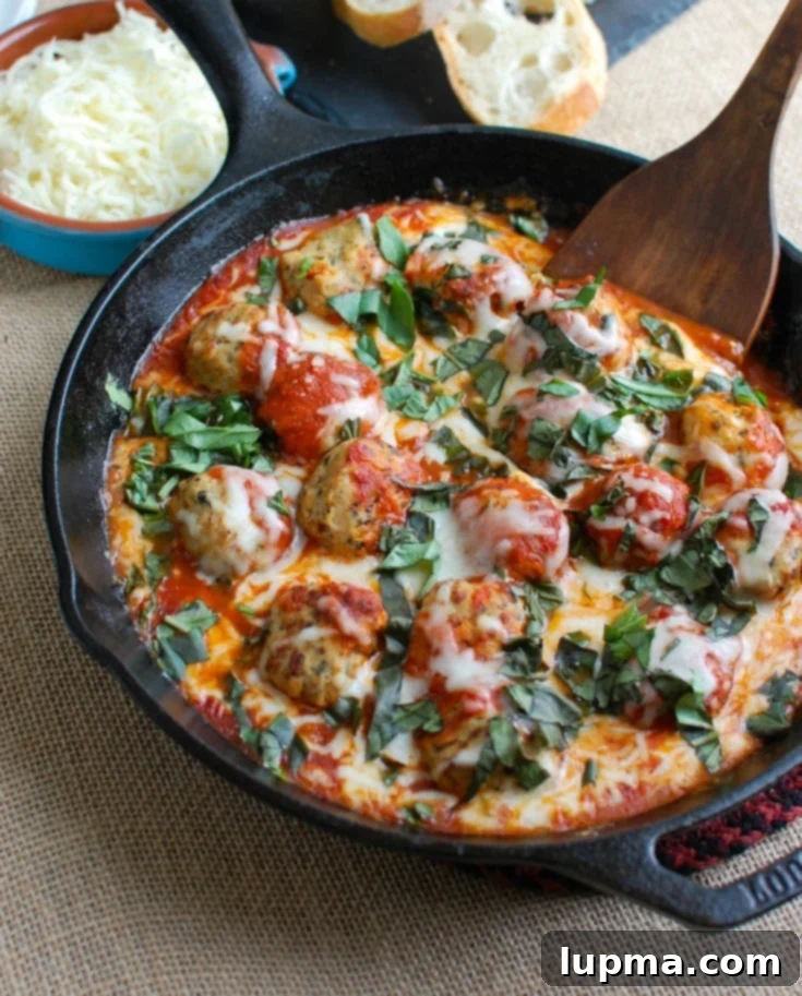 Cheesy Broccoli Chicken Bake 10 Skillet Tomato Basil Meatballs covered in a rich tomato sauce and bubbling Sargento shredded 6 Cheese Italian, garnished with fresh basil, served with warm baguette.