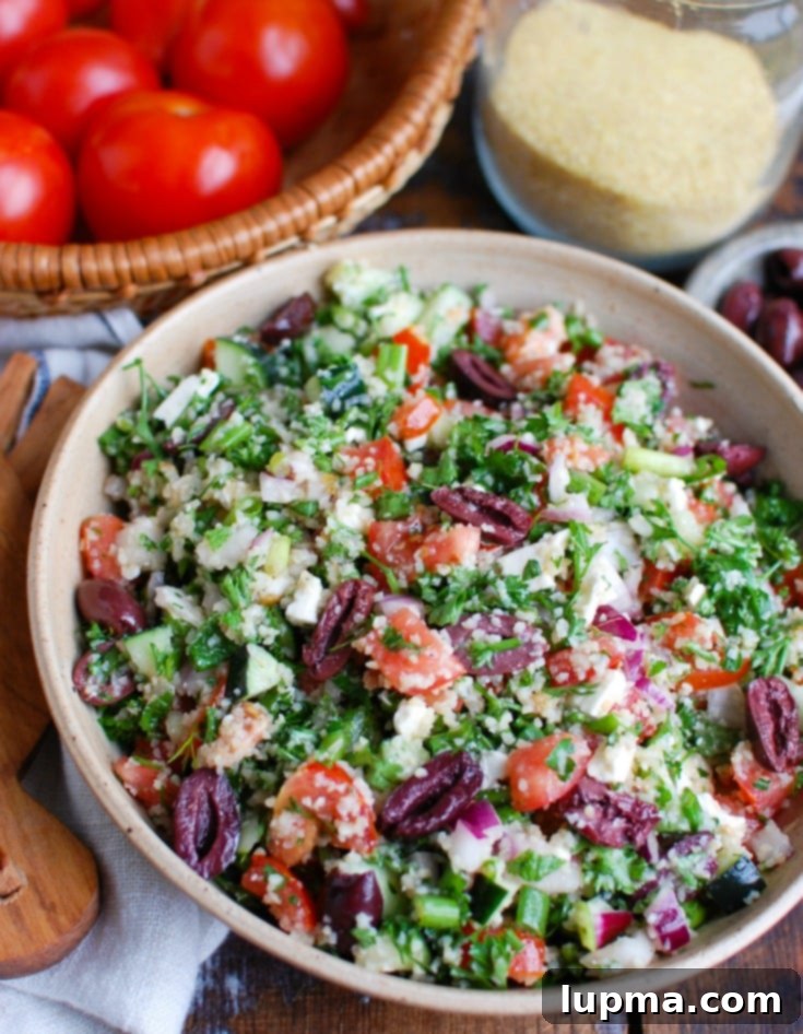 Aegean Tabbouleh 2 Greek Tabbouleh in a bowl.