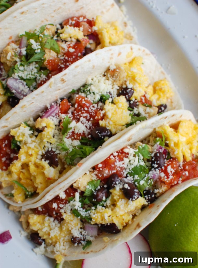 Desert Dawn Egg Tacos 2 Southwest Breakfast Egg Tacos in white platter, ready to be enjoyed