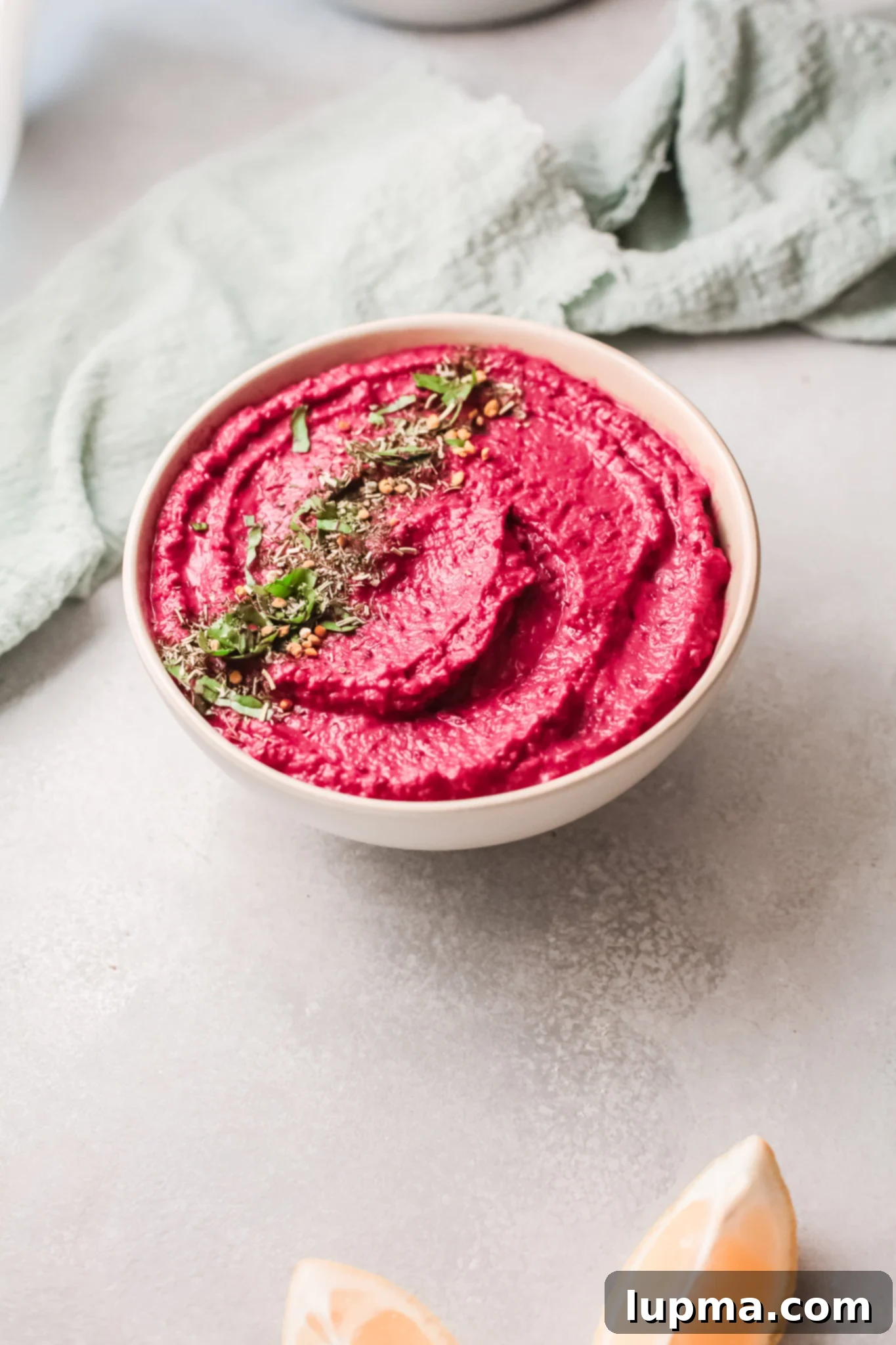 Vibrant Beet Hummus 5 Easy Beet Hummus with napkin