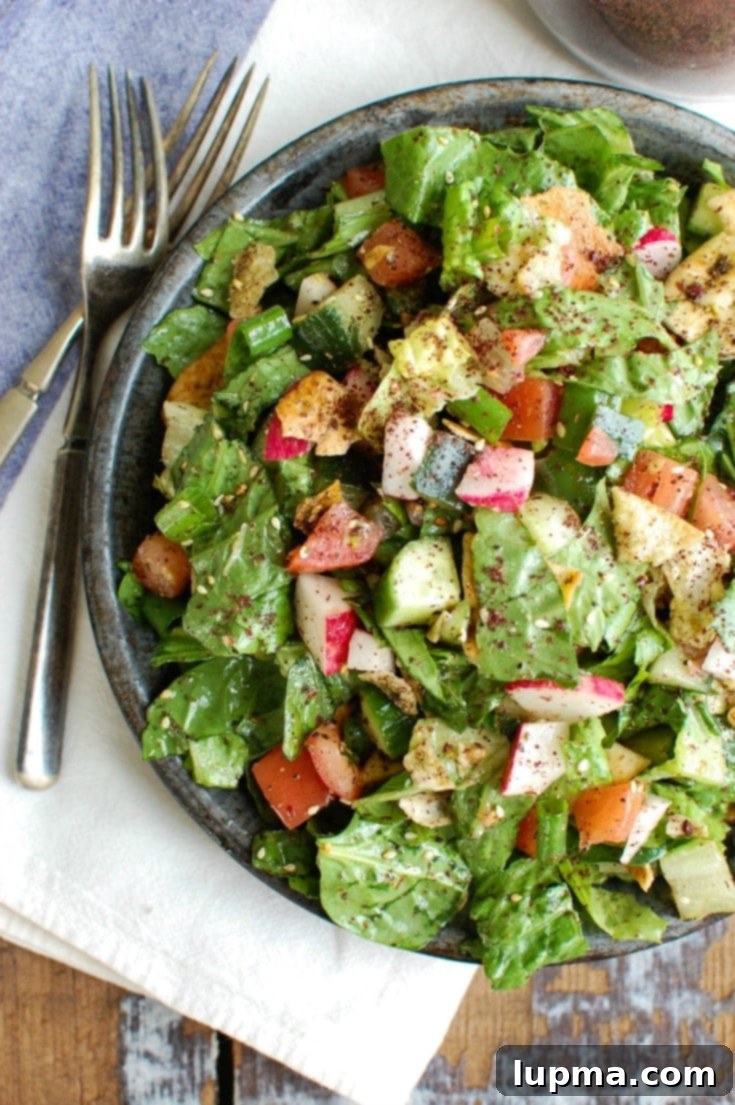 Turkish Kofta Recipe 3 Fattoush Salad with silverware