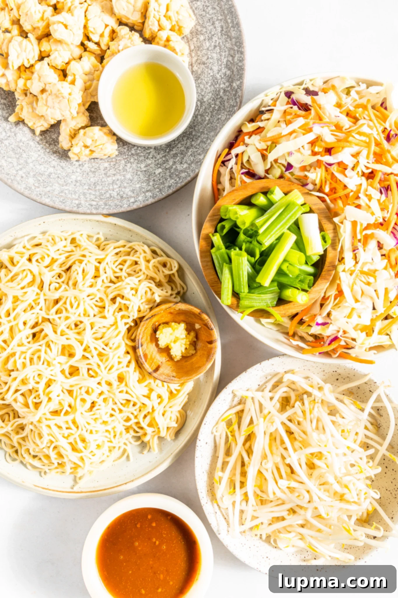 Quick Veggie Noodle Stir-Fry 3 Easy Vegetable Chow Mein ingredients.