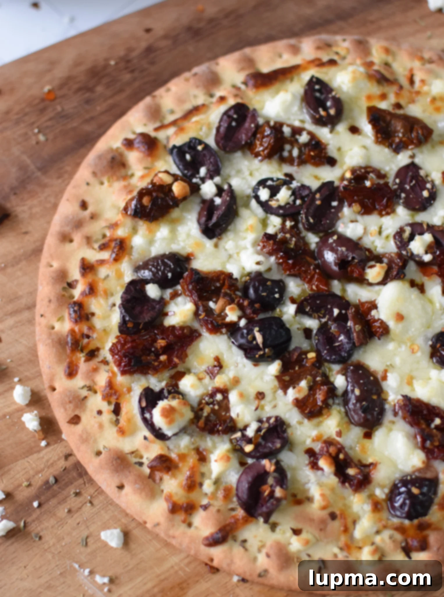 Hellenic Herb & Feta Pizza 6 Greek Pizza baked.