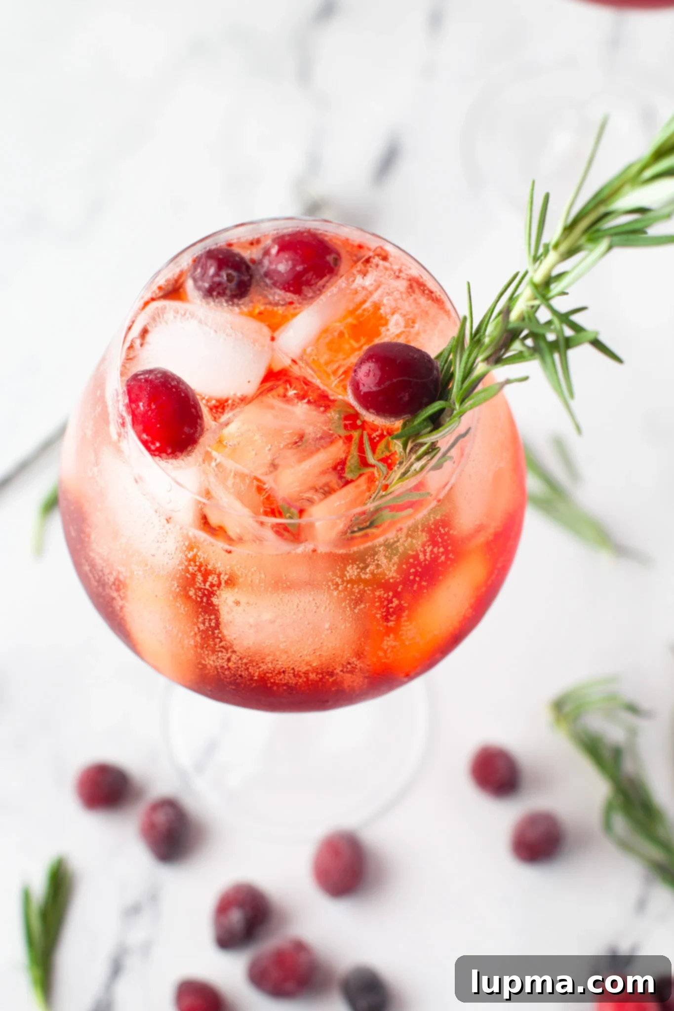 Vibrant Cranberry Aperol Spritz 6 A close-up of a Cranberry Aperol Spritz with fresh cranberries floating on top, ready to be enjoyed.