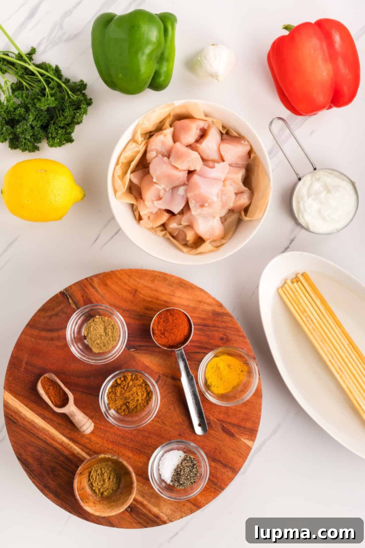Smoky Chicken Tikka Skewers 4 Chicken Tikka Kebabs ingredients