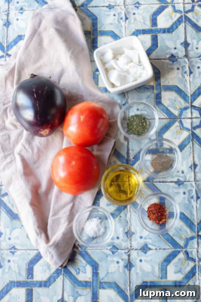 Rustic Skillet Eggplant and Tomatoes 3 Skillet Tomato and Eggplant recipe ingredients