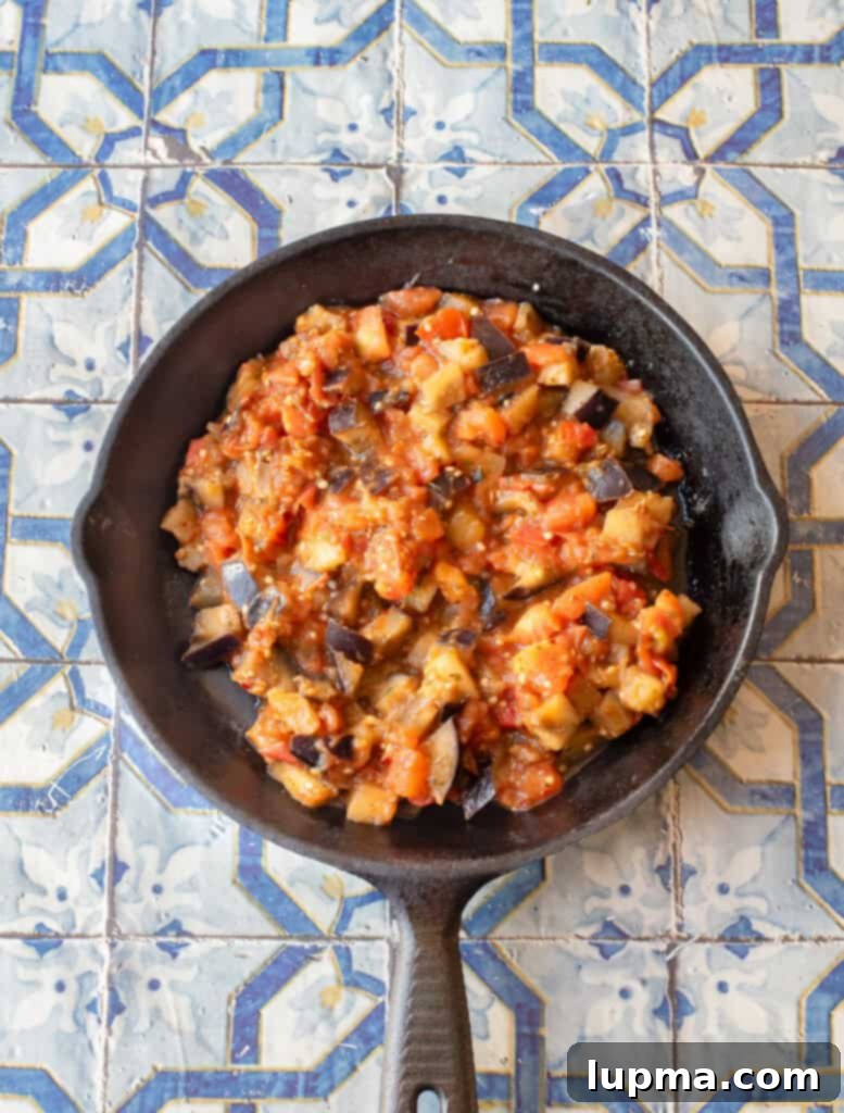 Rustic Skillet Eggplant and Tomatoes 6 Skillet Tomato and Eggplant in skillet