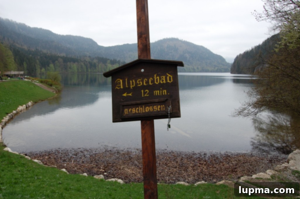 Serene lake surrounded by mountains near Füssen, Germany