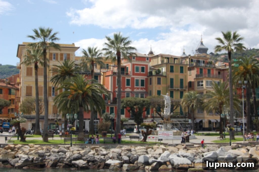 Cinque Terre and Santa Margherita Italy Coastal Charms 4 Charming street view in Santa Margherita Ligure with vibrant buildings and a clear blue sky
