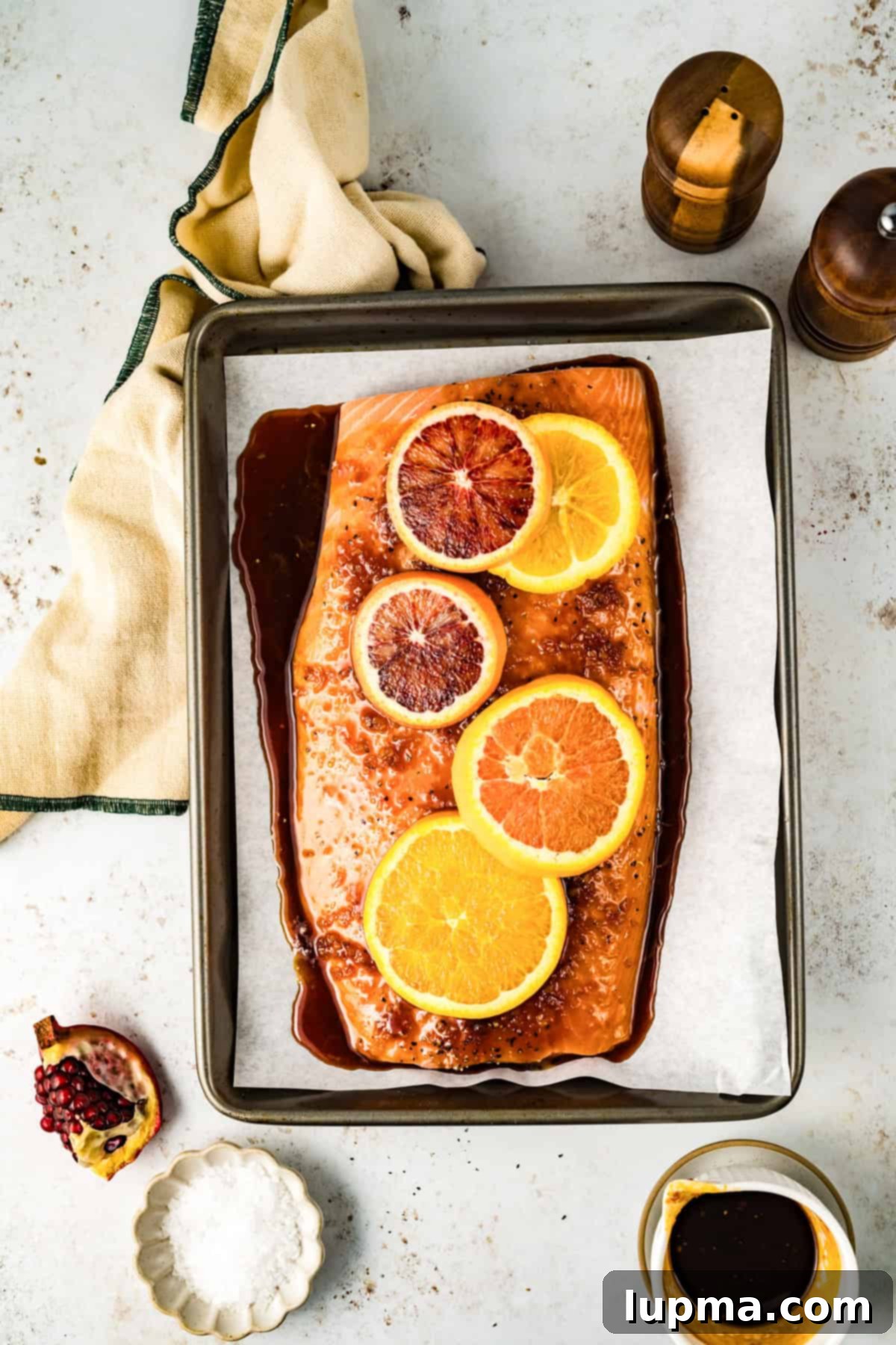 Orange Glazed Salmon with glaze on salmon 