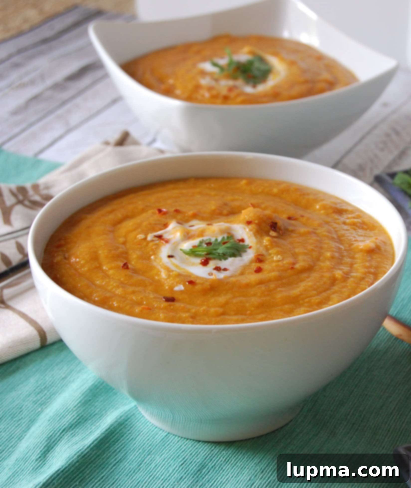 The Ultimate Collection of Lentil Soup Recipes 10 Moroccan Carrot Red Lentil Soup is a meatless soup recipe packed full of flavor! Cumin, turmeric, coriander, paprika and cinnamon compliment the red lentils and carrots, creating a creamy, filling soup.