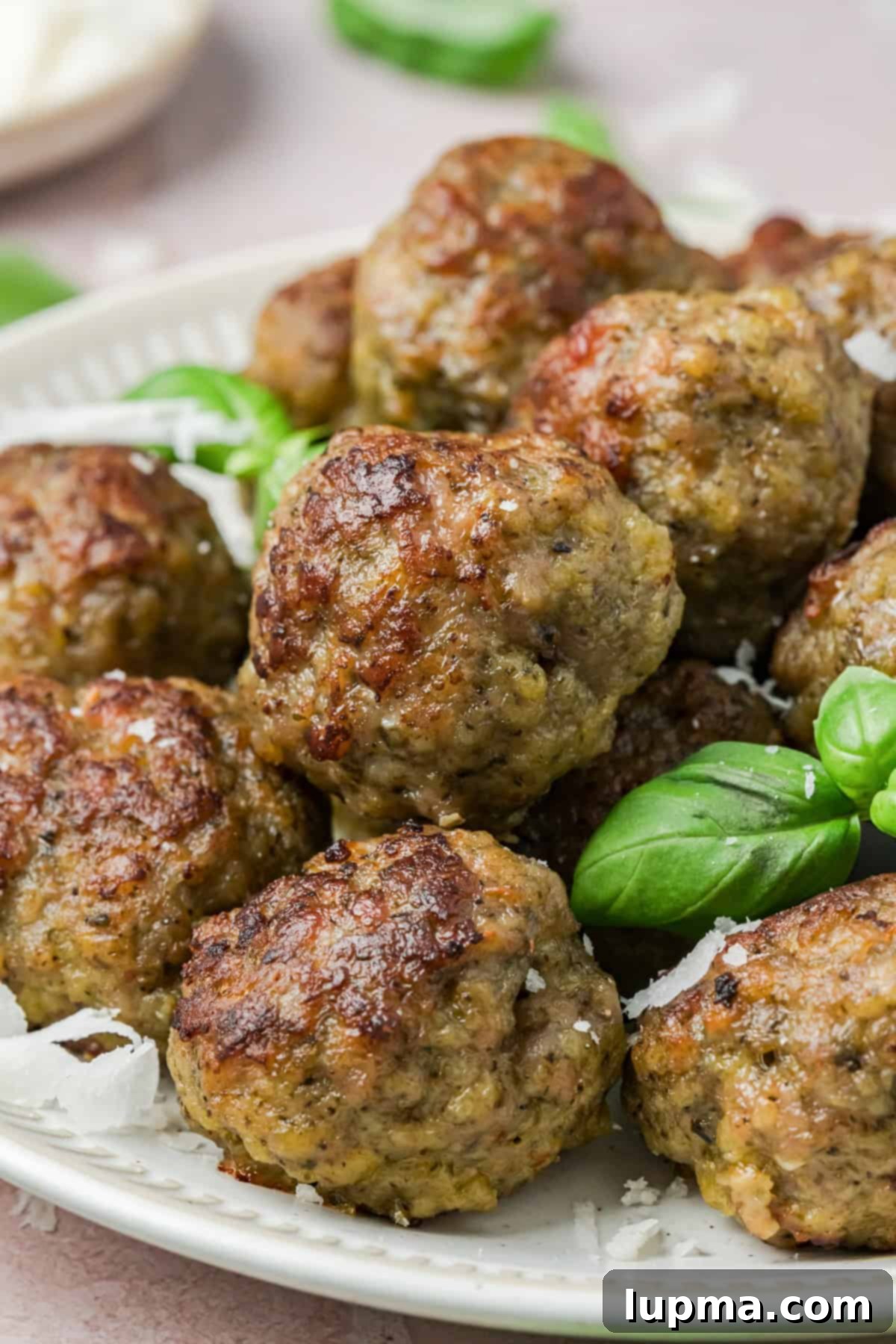 Turkish-Spiced Pesto Turkey Bites 4 Pesto Turkey Meatballs with fresh basil