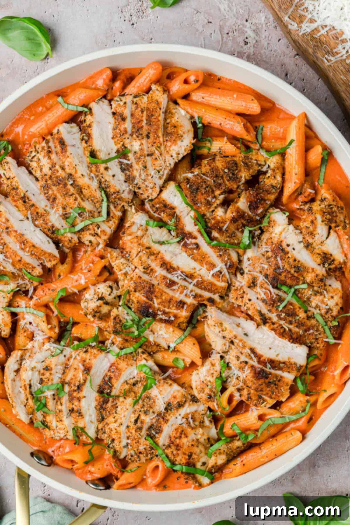 Creamy Chicken Tomato Pasta in a Skillet