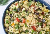 Mediterranean Roasted Vegetable Orzo Salad with Feta
