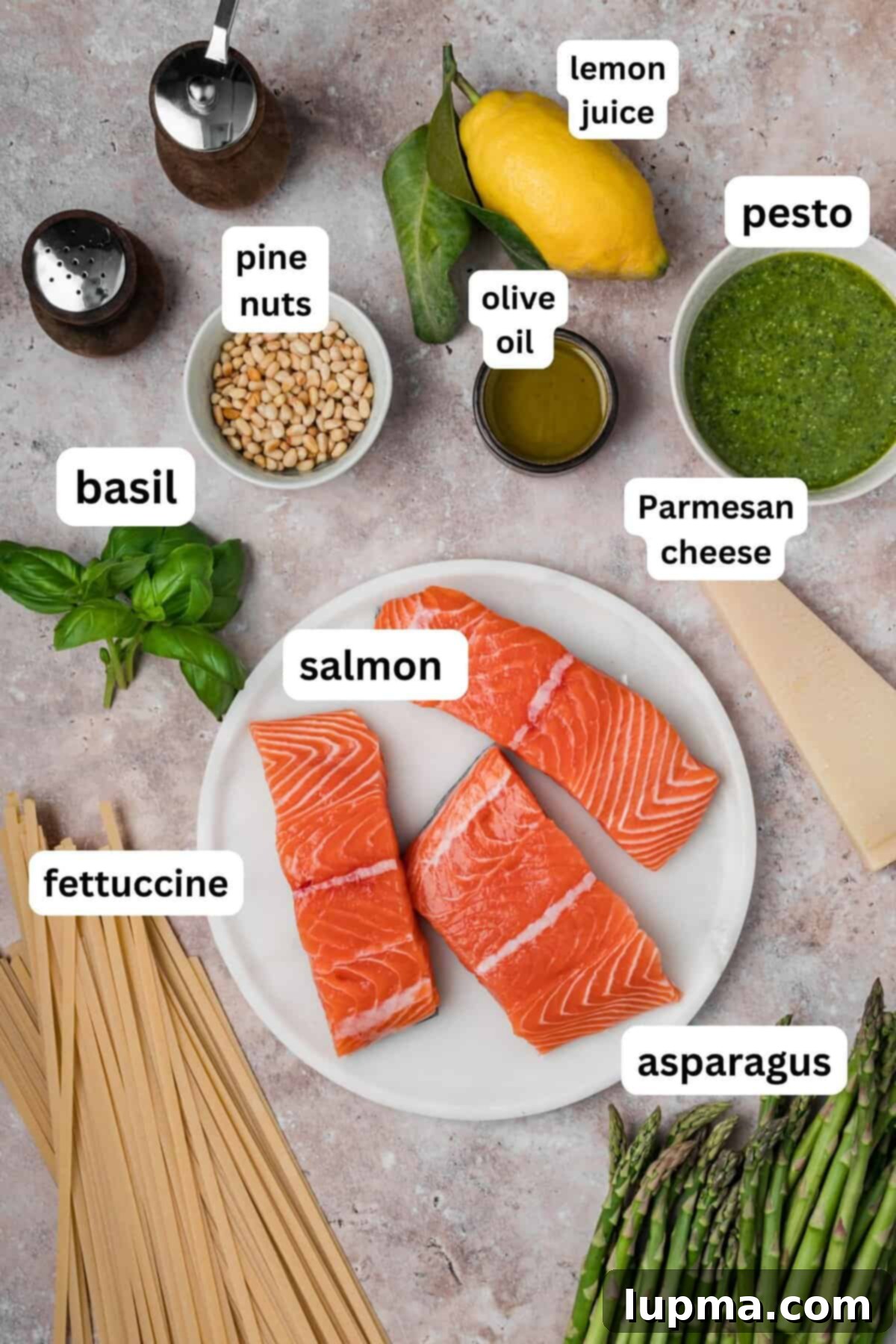 Salmon Pesto Pasta recipe ingredients