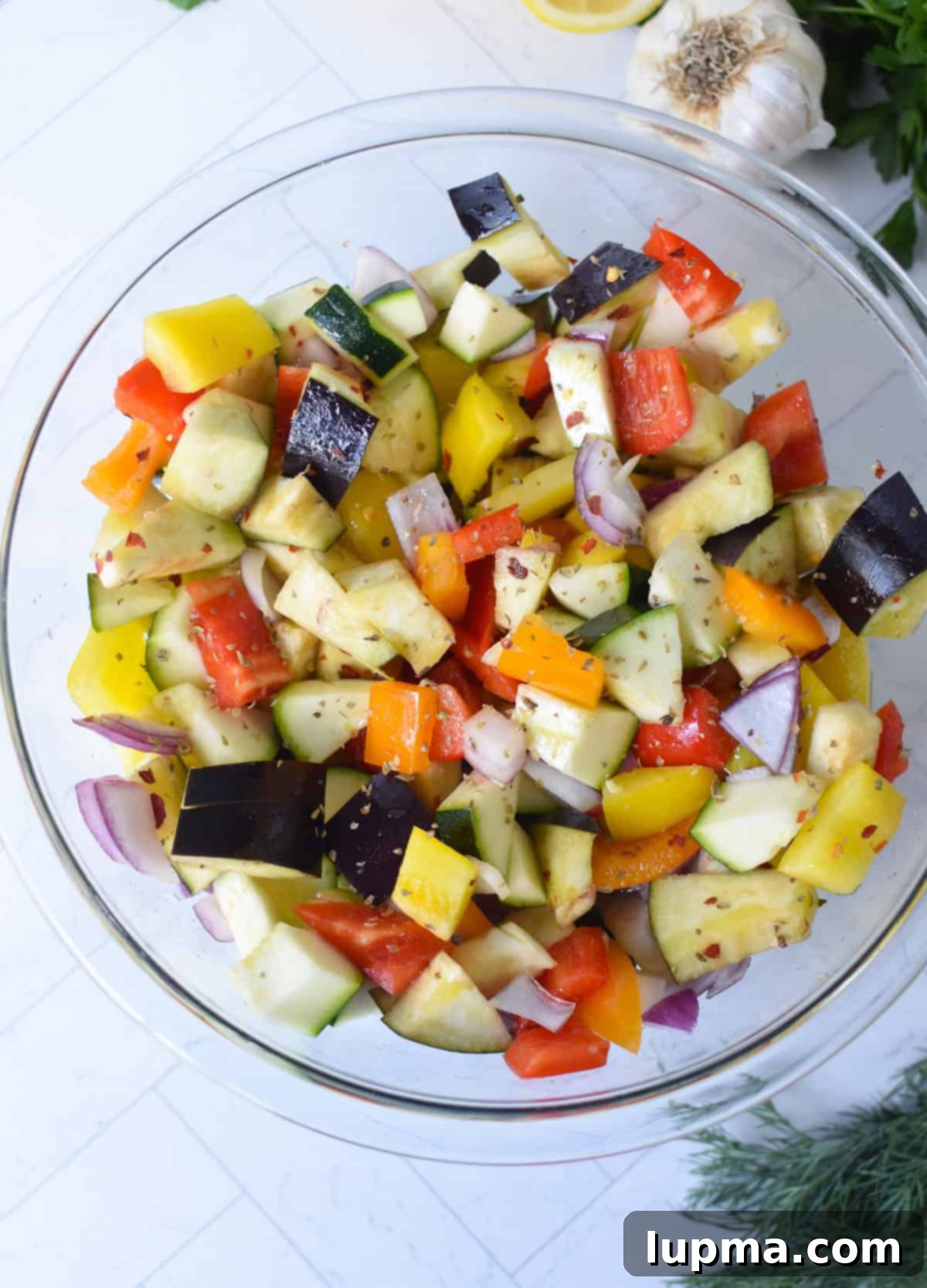 Vegetables for a Roasted Vegetable Orzo Salad 