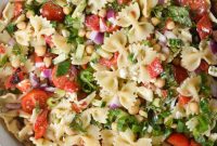 Creamy Mediterranean Bow Tie Pasta Salad with Feta & Olives