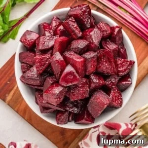 Simple Oven Roasted Beets in a white bowl