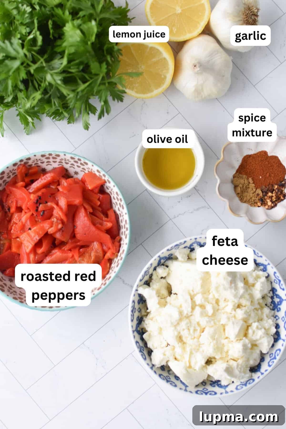 Recipe Ingredients roasted red pepper feta dip