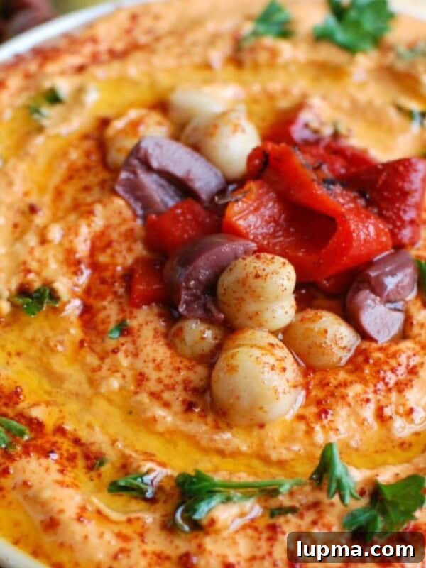Roasted Red Pepper Greek Yogurt Hummus 1200 x 1200