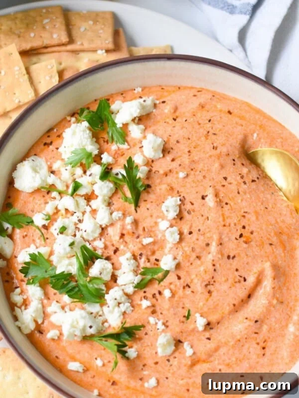 Mediterranean Warm Lemon Olives with Herb Garlic Dip — 10 Minutes 10 Easy Spicy Roasted Red Pepper Feta Dip