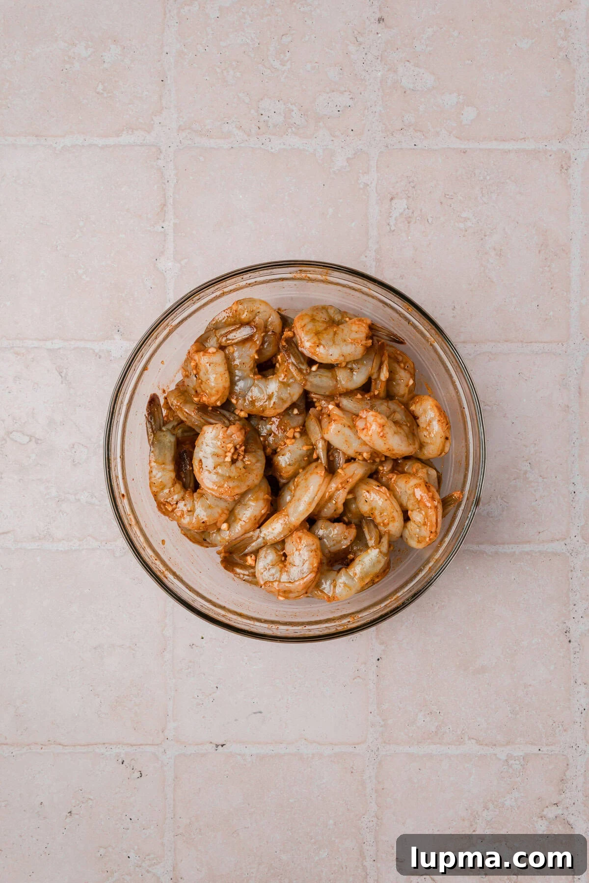 Grilled Shrimp Salad with Cilantro-Lime Vinaigrette 6 Shrimp Marinating in a bowl