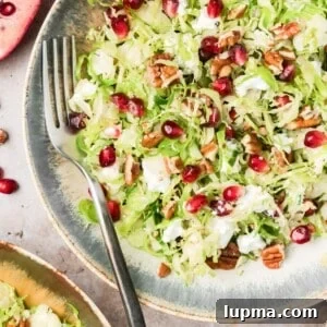 Brussels Sprout Salad with Pomegranate and Maple Dressing