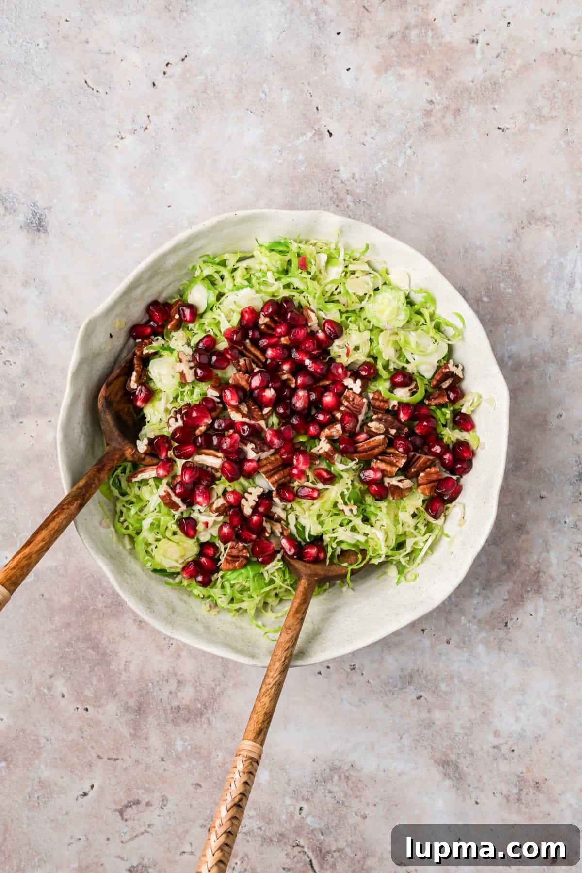 Shaved Brussels Sprout Salad with Pomegranate Seeds
